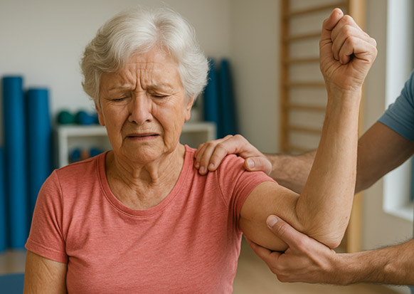 Senior experiencing shoulder pain